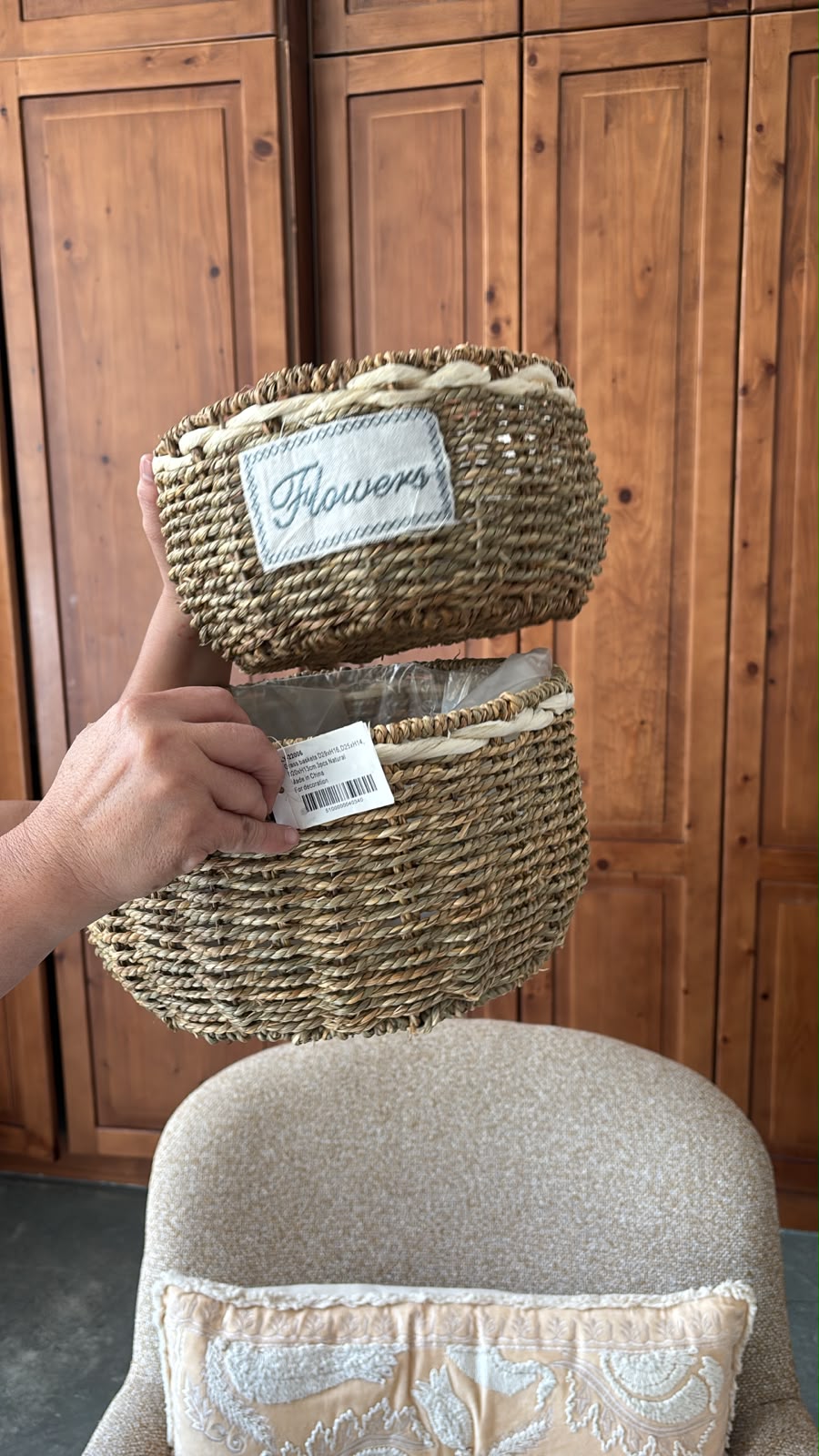 Grass baskets D29xH16, D25xH14 cm, 2 pcs